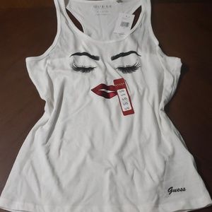 Guess white wink tank